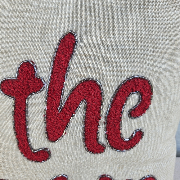 Nanette Lepore Beige Red Tis The Season Holiday Christmas Decorative Pillow 17" - Picture 10 of 12